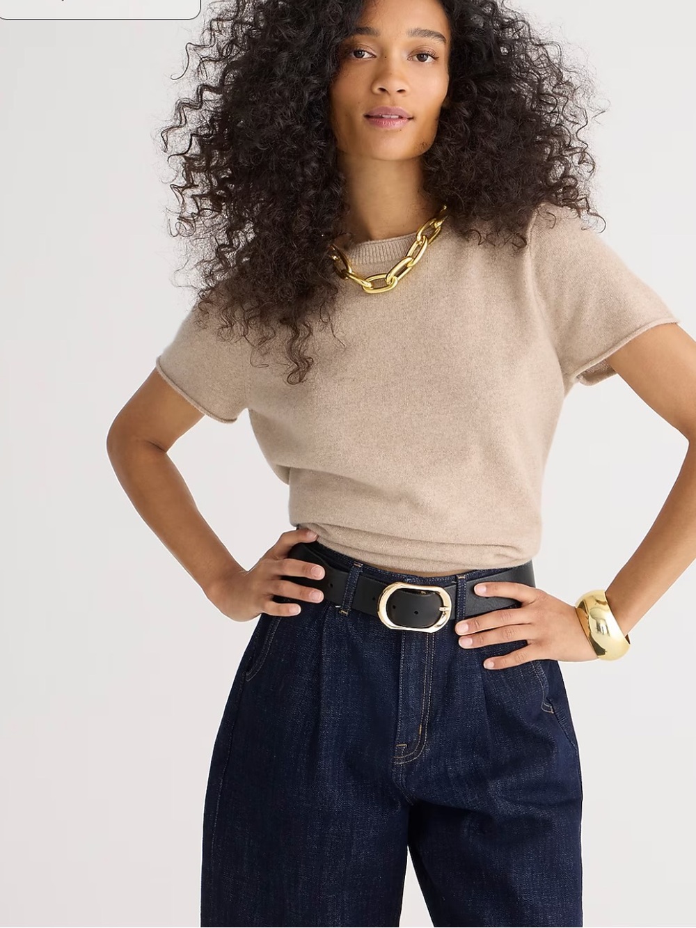 J.Crew 100% Cashmere Short Sleeve Sweater Beige Small Soft Luxury Minimalist